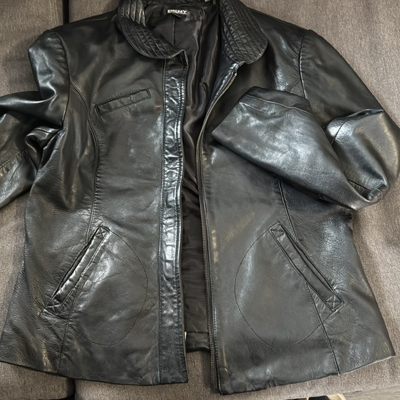 DKNY black Leather Jacket for Women - Picture 8 of 8